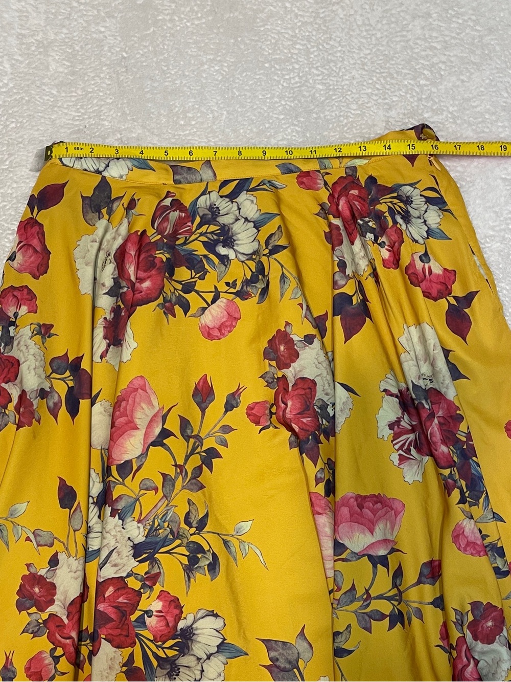 Modcloth Vibrant Yellow Floral High Waist Vintage Inspired A Line Mod Skirt L - Picture 11 of 13